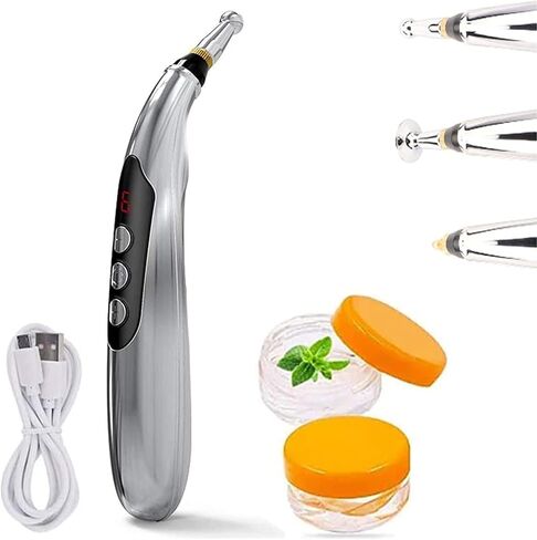 ZEERKEER Acupuncture Pen 3-in-1 Electronic Acupuncture Pen with 3 Massage Heads, Meridian Energy Pulse Massage Pen for Pain Relief Therapy & Muscle Healing (Battery Powered) in Saudi Arabia