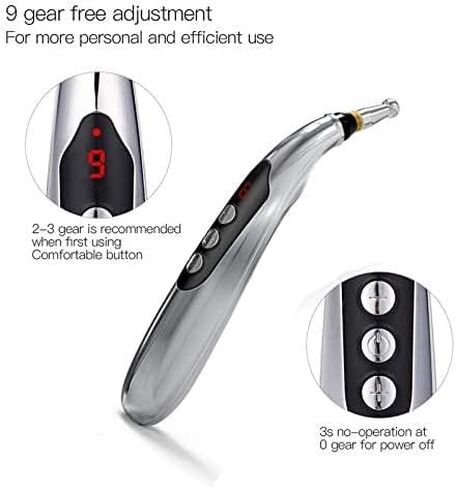 ZEERKEER Acupuncture Pen 3-in-1 Electronic Acupuncture Pen with 3 Massage Heads, Meridian Energy Pulse Massage Pen for Pain Relief Therapy & Muscle Healing (Battery Powered) in Saudi Arabia