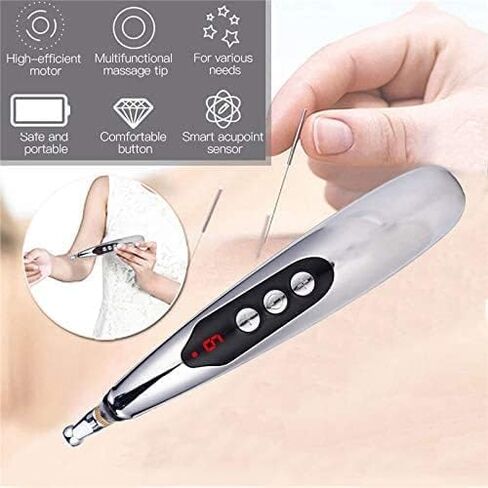 ZEERKEER Acupuncture Pen 3-in-1 Electronic Acupuncture Pen with 3 Massage Heads, Meridian Energy Pulse Massage Pen for Pain Relief Therapy & Muscle Healing (Battery Powered) in Saudi Arabia