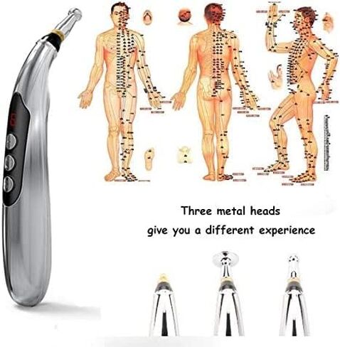 ZEERKEER Acupuncture Pen 3-in-1 Electronic Acupuncture Pen with 3 Massage Heads, Meridian Energy Pulse Massage Pen for Pain Relief Therapy & Muscle Healing (Battery Powered) in Saudi Arabia
