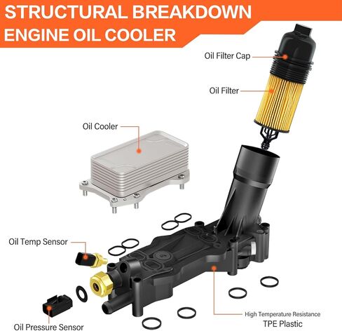 68105583AF مبرد زيت المحرك مع محول مبيت فلتر الزيت متوافق مع محرك 2014-2017 دودج جيب كرايسلر رام 3.6 لتر V6 يستبدل # 68105583AE، 68105583AA in Kuwait