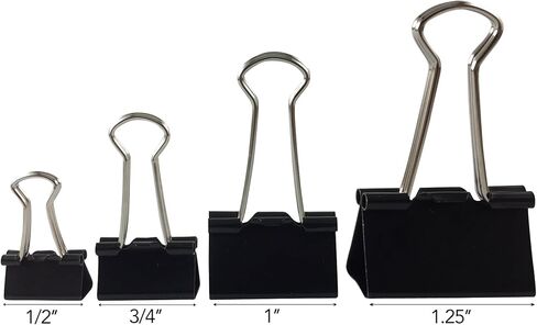 مرطبان مشابك مجلدة بأحجام متنوعة، ميكرو ميني صغير ومتوسط، أسود (48 قطعة) in Kuwait