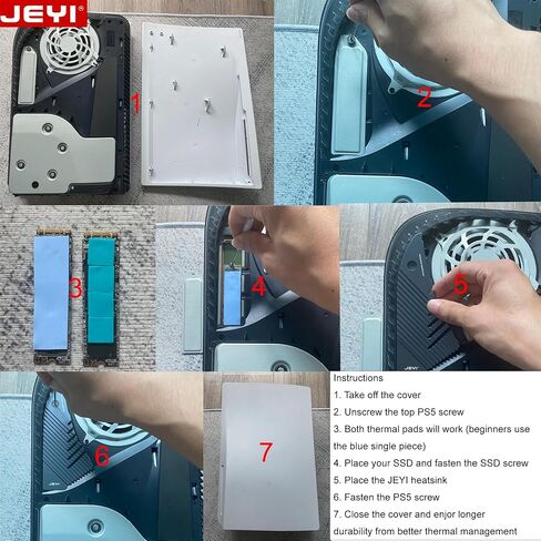 JEYI Design PS5 NVMe SSD Heatsink، مبرد ألومنيوم فضائي لجهاز Playstation 5 داخلي PCIe M.2 NVMe 4.0 Gen4، وسادات حرارية ودبوس قفل خلفي سهل التركيب in Kuwait