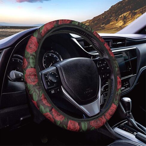 Cactus Succulent Plants Girly Cute Watercolor Neoprene Car Steering Wheel Protector Cover for Women Universal Fit (15 Inch) in Saudi Arabia
