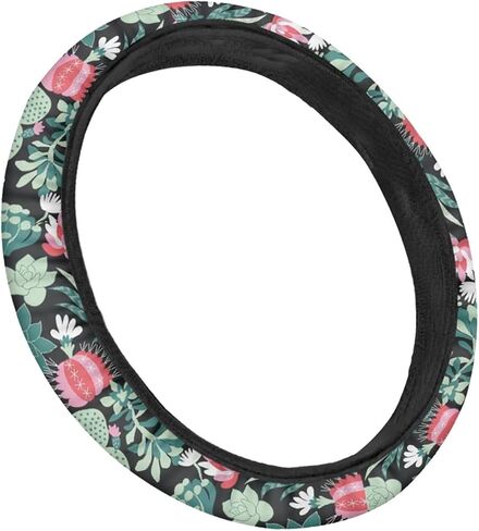 Cactus Succulent Plants Girly Cute Watercolor Neoprene Car Steering Wheel Protector Cover for Women Universal Fit (15 Inch) in Saudi Arabia