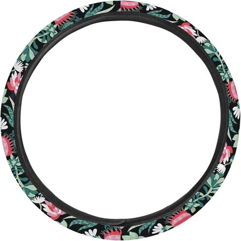 Cactus Succulent Plants Girly Cute Watercolor Neoprene Car Steering Wheel Protector Cover for Women Universal Fit (15 Inch) in Saudi Arabia