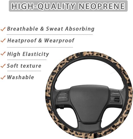 Cactus Succulent Plants Girly Cute Watercolor Neoprene Car Steering Wheel Protector Cover for Women Universal Fit (15 Inch) in Saudi Arabia