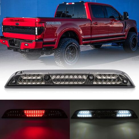 NSLUMO Led استبدال ضوء الفرامل الثالث لـ 2017-2021 F250 F350 Super Duty Red LED القوية الخلفية الثالثة مركز الفرامل ارتفاع جبل مصباح إيقاف + مجموعة مصابيح فرامل الكابينة الخفيفة للشحن الأبيض عدسة اليورو المدخنة in Saudi Arabia