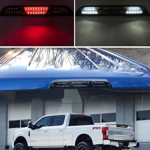 NSLUMO Led استبدال ضوء الفرامل الثالث لـ 2017-2021 F250 F350 Super Duty Red LED القوية الخلفية الثالثة مركز الفرامل ارتفاع جبل مصباح إيقاف + مجموعة مصابيح فرامل الكابينة الخفيفة للشحن الأبيض عدسة اليورو المدخنة in Saudi Arabia