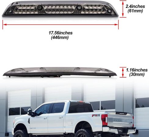 NSLUMO Led استبدال ضوء الفرامل الثالث لـ 2017-2021 F250 F350 Super Duty Red LED القوية الخلفية الثالثة مركز الفرامل ارتفاع جبل مصباح إيقاف + مجموعة مصابيح فرامل الكابينة الخفيفة للشحن الأبيض عدسة اليورو المدخنة in Saudi Arabia