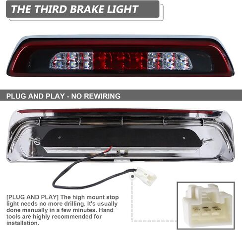 For Toyota Tundra 2007-2018, LED Third 3rd Brake Light High Mount Stop Light Cargo Lamp Replacement, Red Lens in Kuwait