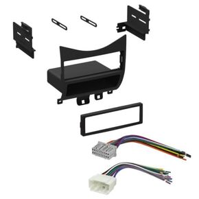 Single DIN Car Stereo Radio Mounting Installation Kit with Pocket Compatible with Honda Accord (Dash Kit + Wiring Harness) 2003 2004 2005 2006 2007
