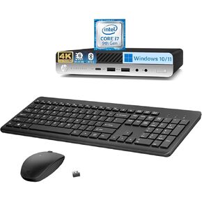 HP EliteDesk 800 G5 Mini i7 Desktop, 800G5 Micro Computer PC Core i7-9700, 16GB RAM, 512GB SSD, Wireless Keyboard, 4K Support, DP, WiFi, BT Windows 11 Pro (Renewed)