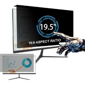Hanging Type 19.5 inch Computer Privacy Screen Protector Shield, Anti-Blue Light Eye Protection Filter Monitor Privacy Screen, Data Security Anti-Spy Shield, Easy Installation and Removable