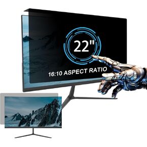Hanging Privacy Screen Filter for 22 Inches (19.29 Inch X 12.48 Inch) - Acrylic Removable Privacy Shield for 16:10 Widescreen Monitor, Blocking Blue Light Desktop PC Screen Protector Panel