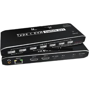 2x2 4K 60Hz Thunderbolt 4 USB C KVM Switch Dual Monitor RJ45