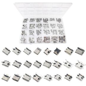 12 Types Micro USB Port Kit Female Jack Plug Connector, 5-Pin Micro USB Sockets Kit for MP3/MP4/MP5 Phone Toys Headphones Circuit Board DIY Repair and Replacement (60PCS)