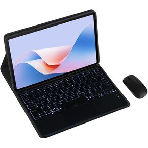 Magnetic Detachable Wireless Keyboard & Mouse Combo with Leather Cover for Huawei & Honor MatePad 6/T5/C3/T10S 10.1-inch Tablet Full Wrapped Protection Keyboard Case (Black,Normal & Mouse)