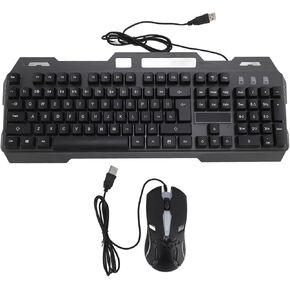 Wired Gaming Keyboard and Mouse Combo, Ergonomic Full Size 104 Keys RGB Backlit Aluminum Alloy Keyboard 1200DPI Precise Control Computer Keyboard and Mouse for PC Desktop Laptop