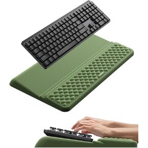 Vaydeer Wrist Rest with Keyboard Stand, Computer Wrist Support Pad, Ergonomic Keyboard Riser Holder Lifter Tray with Wrist Pad, Memory Foam Desk Cushion, Palm Hand Typing for Office Home School-Pink