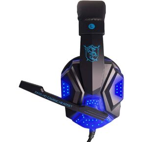 Surround Sound Over-Ear Gaming Headphones with Led Lights Stereo Headset Blue