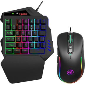 One-Handed Gaming Keyboard and Mouse Combo V500 RGB Gaming keypad and J300 Gaming Mouse Gaming keypad Wired Gaming Keyboard with 2 USB and Gaming mouse/563