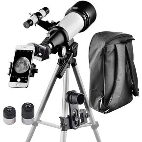 70mm 400mm Telescope - Refractor T for Beginners and Kids to Observe Moon and Planet with Tripod and 10mm Eyepiece Smartphone Adapt