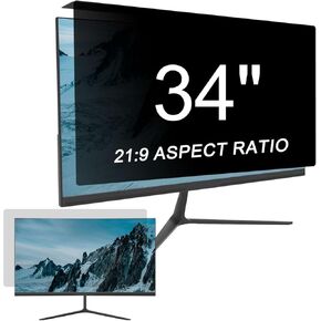 Acrylic Privacy Panel for Desk, 34 inch Hanging Removable Anti Glare Blue Light Computer Monitor Privacy Filter, Anti-Spy Privacy Protector for 21:9 Widescreen Monitor