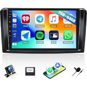 2G+64G Car Stereo for Mercedes Benz M GL Class W164 X164 ML280 ML350 ML500 GL320 GL350 GL450, Wireless CarPlay Android Auto, 9" Touch Screen Android 13 Car Radio with GPS Bluetooth FM Backup Camera