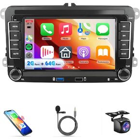 2G+64G Car Radio for VW Golf 5 6 Passat Jetta Caddy EOS T5 Tiguan Touran CC Polo, Rimoody Android Car Stereo CarPlay Android Auto 7 Inch Touch Screen GPS Bluetooth FM/RDS SWC Backup Camera