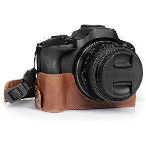 megagear جاهزة من أي وقت مضى جلدية حقيقية نصف كاميرا علبة متوافقة مع Canon EOS R100 - أسود