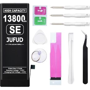 13800mAh Replacement Battery for iPhone SE 2016, High-Capacity 0 Cycle Li-Polymer Battery - Compatible with Models A1662 A1723 A1724 Includes Full Repair Kit