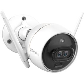 Ezviz Outdoor Security Camera Lens 1080p ، رؤية ليلية ملونة ممتازة ، إنذار نشط وذريري مع الكشف عن حركة PIR ، إثبات الطقس ، الحديث ثنائي الاتجاه ، كاميرا أمان العدسة المزدوجة (C3X) (متجددة)