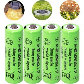 1.2 Volts AA NIMH 900mAh Rechargeable Batteries,Pre-Charged 4 Packs Double A Battery for Outdoor Solar Lights, Led String Lights Pathway Garden Lamp