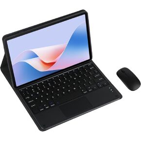 Magnetic Detachable Wireless Keyboard & Mouse Combo with Leather Cover for Honor MatePad 10.8-inch Tablet Full Wrapped Protection Keyboard Case (Black,Backlight Touch & Mouse)