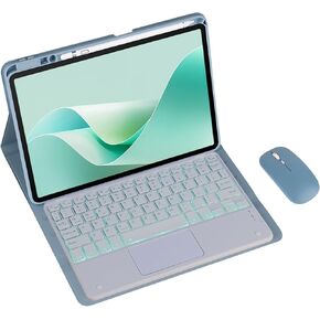 Magnetic Detachable Wireless Keyboard & Mouse Combo with Built in Pen Holder Leather Cover for Huawei MatePad 11.5-inch (2024) Tablet Keyboard Case (Blue,Normal and Mouse)