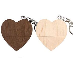 2PCS Heart-Shaped Wood 2.0/3.0 USB Flash Drive USB Disk Memory Stick with Wooden (2.0/2GB, Maple and Walnut)