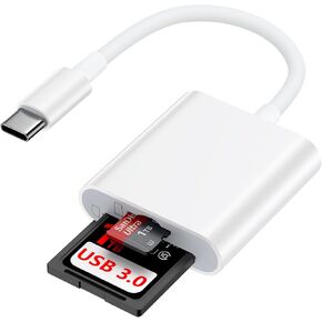 SD Card Reader for iPhone 16e/16 Pro/16 Pro Max/16 Plus/16/15/iPad/Mac/Samsung S25 Edge, USB C Micro SD Card Adapter Camera Memory Card Reader for SD,Micro SD,SDHC,SDXC,TF Card,Micro SDHC,UHS-I/II