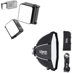 ULANZI LM18 Vlogging Light Mini LED Action Camera Video Light Photography for DJI Osmo 3/4/5, ULANZI 23.6"/60cm Parabolic Softbox Quick Release Bowens Mount, Photography Camera Softbox for Light