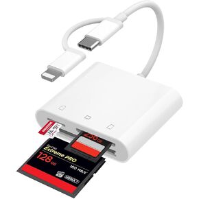 USB C SD Card Reader for iPhone 16/14/iPad, 3-Slot USB Type C to CF/SD/MicroSD Adapter Supports Compact Flash/SD/MicroSD 3 Slot, Compatible with Phone/Android/Laptop, Plug&Play