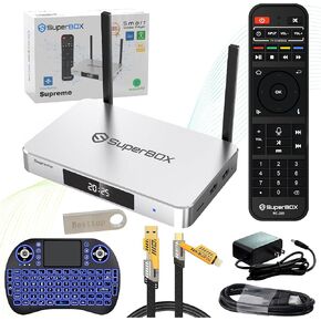 (Latest) 2025 Latest Bundle Super Box RC200 Voice Remote Control for Supreme, New Edition SuperBox Bluetooth 5.2, Android 12, WiFi 6, 4G+128G Storage for 8K Supreme