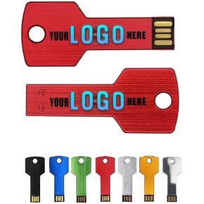 250pcs 512MB Custom Logo USB Flash Drive in Metal Key Shape, Personalized Thumb Drive for Promotion, Bespoke Memory Stick in Bulk