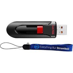 SanDisk 256GB Cruzer Glide USB Flash Drive for Computer & Laptop with 2.0 Type-A Port (SDCZ60-256G-B35) Bundle with 1 Everything But Stromboli Lanyard