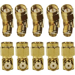 Seismic Audio - SAPT316-10 Pack - 10 Pack of Gold Coax SMA Male to Rght Angle Female Cable Adapters