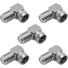 Seismic Audio - SAPT501-5 Pack of Silver Coax SMA Female to Right Angle Male 90 Degree Cable Adapters