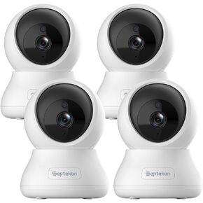 Septekon 4 Pack Indoor Pan/Tilt Security Camera for Baby Monitor, 2K 3MP Pet Camera with Night Vision, Motion Detection, Cloud Storage, Compatible with Alexa, White