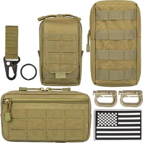 Tactical MOLLE Utility Pouch Kit – EDC Accessories Bag with Phone Holder, Water Bottle Pouch, Medical First Aid Pouch for Outdoor, Hiking, Camping, and Duty Use