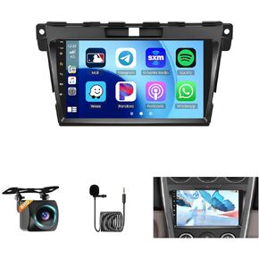 8 Core Car Radio for Mazda CX7 2006 2007 2008 2009 2010 2011 2012, 9 inch HD IPS Touch Screen for CX7 Bluetooth Radio with CarPlay/Android Auto, Bluetooth 5.0, 32EQ, 4GB+64GB