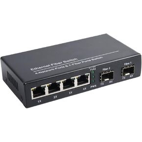Gigabit SFP Media Converter - 2 SFP إلى 4 RJ45 جهاز الإرسال والاستقبال ، 10/100/1000M مفتاح الألياف الضوئية مع وحدة 3 كم/20 كم LC/SC SFP (1 PCS) in Kuwait
