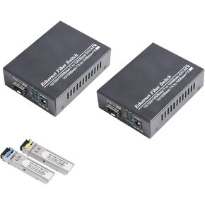 Gigabit SFP Media Converter - 1 SFP to 4 RJ45 Transceiver, 10/100/1000M Fiber Optic Switch with 3KM/20KM LC/SC SFP Module (1 Pair & SC Kit2)